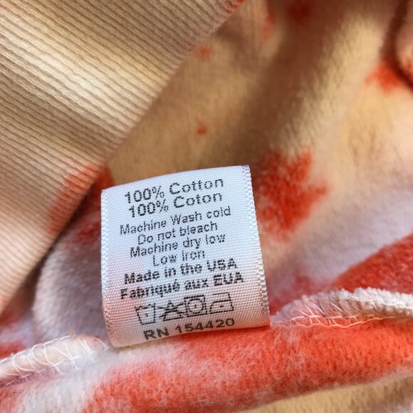 Clare V. Puff Sleeve Sweatshirt Top Womens Small Orange White Tie Dye Crew Neck - Picture 9 of 13